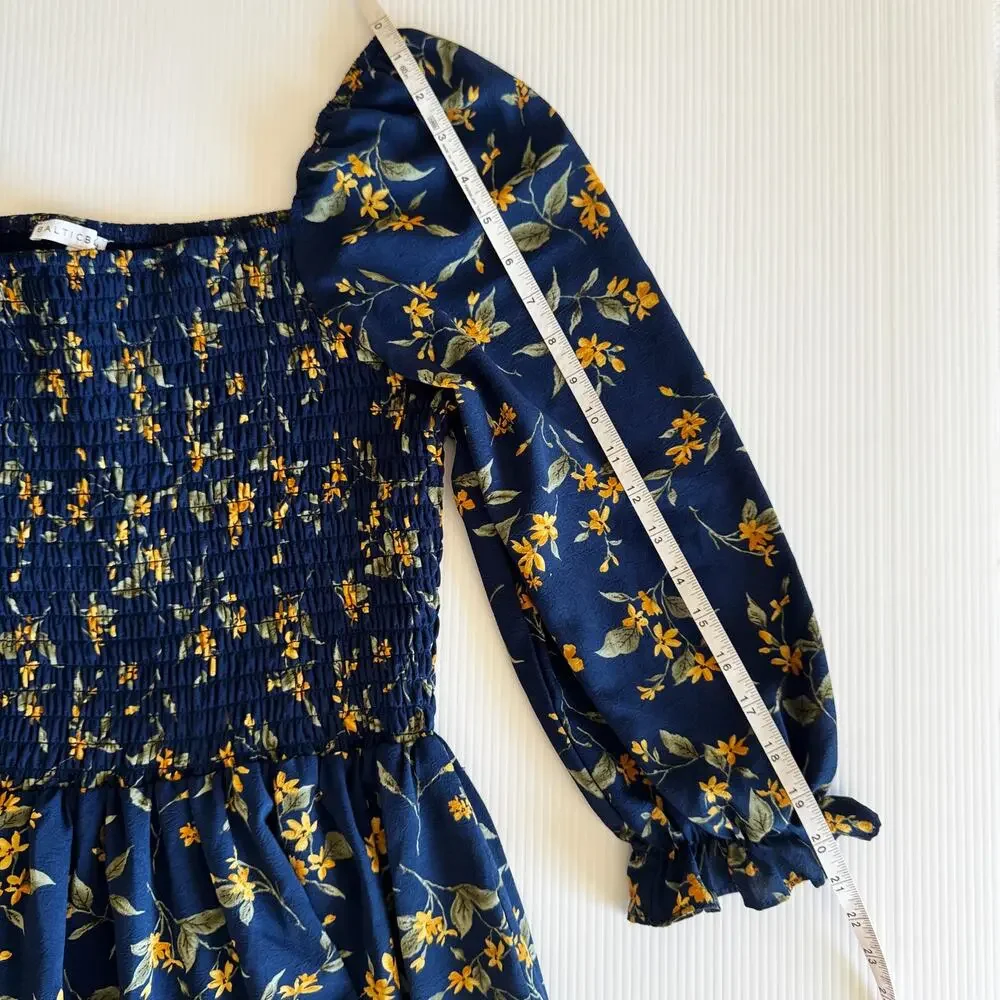 Baltic Born Marta Dress Bohemian Romance Wuthering Heights Floral Midi 1XL Navy - Picture 9 of 16